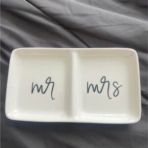 Mr & Mrs Ceramic Ring Dish - White